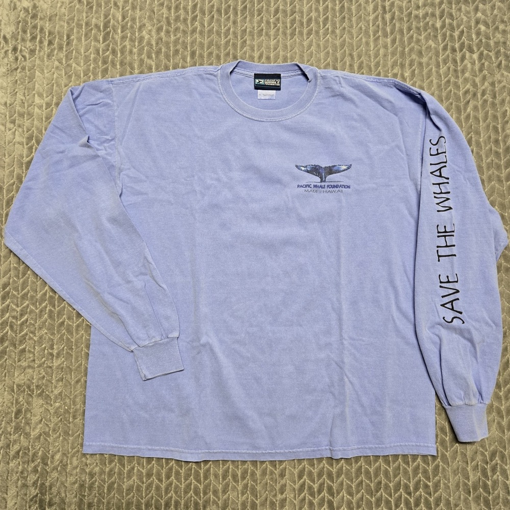 VTG Pacific Whale Foundation Long Sleeve Graphic Shirt Maui Hawaii XL Nature